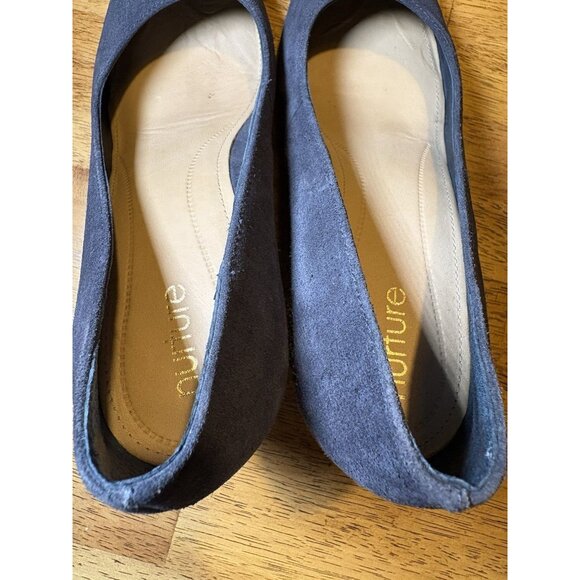 NURTURE Blue 3" Block Heel Suede Quiet Luxury Old Money Classic Pumps Size 9 - Picture 7 of 7
